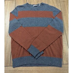 Z5 Cashmere Sweater Rust And Gray Striped Unisex Sz M Casual Preppy Money